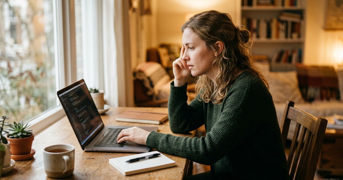 Person looking at a generic AI-generated wedding speech on a laptop screen