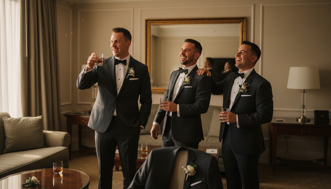 Groomsman delivering a toast at a wedding reception